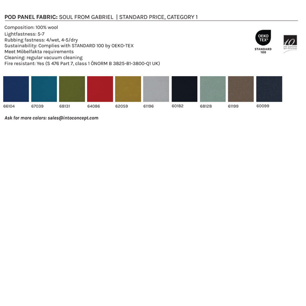 POD PANEL materiaalivaihtoehdot