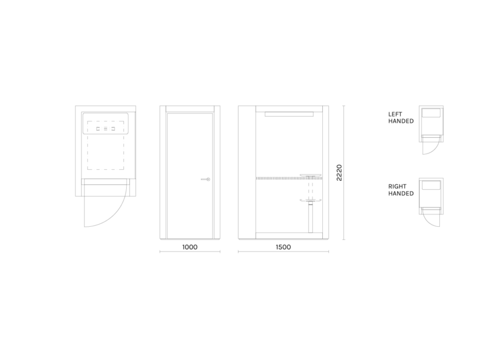 POD PHONE puhelinkoppi mittakuva